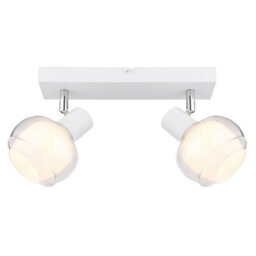 Luminosa Lighting Luminosa Tokki Twin Ceiling Spotlight White Matt Clear Glass Shade 2X E14 - thumbnail 3