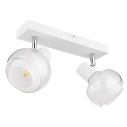 Luminosa Lighting Luminosa Tokki Twin Ceiling Spotlight White Matt Clear Glass Shade 2X E14 - thumbnail 2