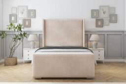"Sloomy Devonshire Sand Naples Bed Frame With 50""  Upholstered Wingback Headboard 6' Super King" - thumbnail 1