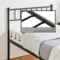 Yaheetech Black 3Ft Single Metal Bed Frame With Slatted Headboard And Footboard - thumbnail 6