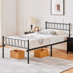 Yaheetech Black 3Ft Single Metal Bed Frame With Slatted Headboard And Footboard - thumbnail 3