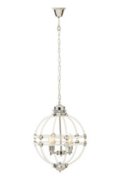 Orsina Pendant Light In Clear Acrylic And Chrome Finish, Globe-Shaped Traditional Chandelier With Round Cut Crystals