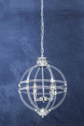 Orsina Pendant Light In Clear Acrylic And Chrome Finish, Globe-Shaped Traditional Chandelier With Round Cut Crystals - thumbnail 3