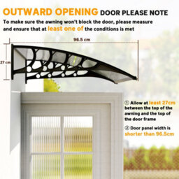 Outsunny Door Canopy Outdoor Awning Rain Shelter For Window Porch, Clear - thumbnail 7