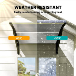 Outsunny Door Canopy Outdoor Awning Rain Shelter For Window Porch, Clear - thumbnail 6