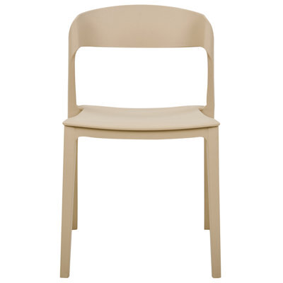 Wyld And Coco Beige Stackable Armless Dining Chairs Set Of 2 Contemporary Modern. - image 1
