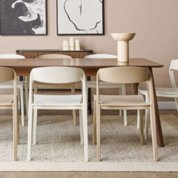 Wyld And Coco Beige Stackable Armless Dining Chairs Set Of 2 Contemporary Modern. - thumbnail 2