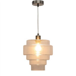 First Choice Lighting Benson - 5 Tier Clear Glass & Satin Nickel Ceiling Pendant Light - thumbnail 2