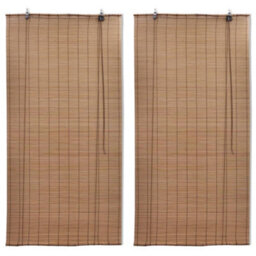 Walplus Brown Bamboo Roller Blinds 2 Pcs 150 X 220 Cm