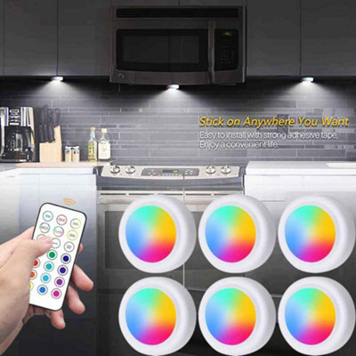 6 Pcs  Rgb Color Led Cabinet Lights With Remote Control For Home And Wardrobe - image 1