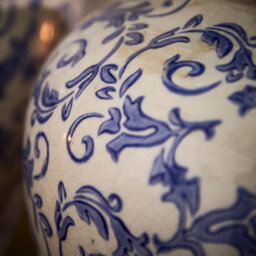 Dibor Vintage Luxury Solene Large Blue Botanical Round Flower Vase H28 X Dia23Cm - thumbnail 2