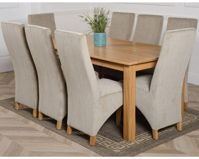 That's Furniture Oslo 180 X 90 Cm Large Oak Dining Table And 8 Chairs Dining Set With Lola Grey Fabric Chairs - image 1