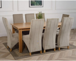 That's Furniture Oslo 180 X 90 Cm Large Oak Dining Table And 8 Chairs Dining Set With Lola Grey Fabric Chairs - thumbnail 3