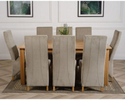 That's Furniture Oslo 180 X 90 Cm Large Oak Dining Table And 8 Chairs Dining Set With Lola Grey Fabric Chairs - thumbnail 2
