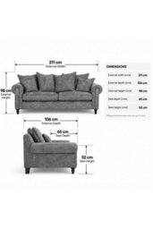 Loft Home Harlow Silver Grey Pillow Back 3 Seater Sofa - thumbnail 3