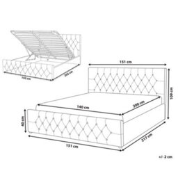 Beliani Ottoman Bed Velvet Amiens 140 X 200 Cm (Eu Double) Grey - thumbnail 3