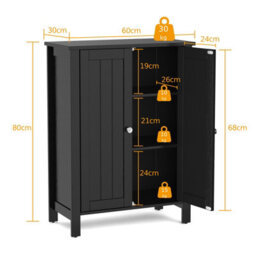Costway Bathroom Floor Cabinet Freestanding With 2 Doors - thumbnail 2