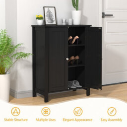 Costway Bathroom Floor Cabinet Freestanding With 2 Doors - thumbnail 3
