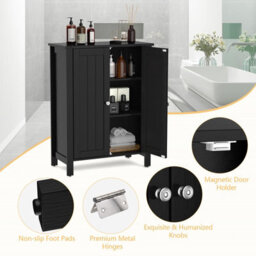 Costway Bathroom Floor Cabinet Freestanding With 2 Doors - thumbnail 7