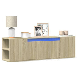 Berkfield Tv Wall Cabinet With Led Lights Sonoma Oak 135X31X39.5 Cm - thumbnail 1