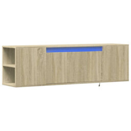 Berkfield Tv Wall Cabinet With Led Lights Sonoma Oak 135X31X39.5 Cm - thumbnail 3
