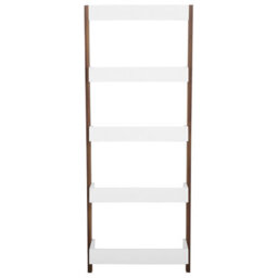 Beliani 5-Tier Ladder Bookcase, Dark Wood Frame With White Shelves, W65 X D32 X H164Cm - thumbnail 6