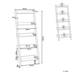 Beliani 5-Tier Ladder Bookcase, Dark Wood Frame With White Shelves, W65 X D32 X H164Cm - thumbnail 4