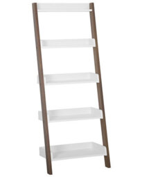Beliani 5-Tier Ladder Bookcase, Dark Wood Frame With White Shelves, W65 X D32 X H164Cm - thumbnail 3