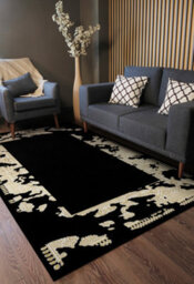 RugsX Carpet Allure 1965 Frame - Structural, Stylish, Glamour Black Gold 200X290 Cm - thumbnail 5
