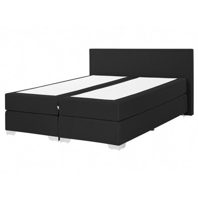 Beliani Divan Bed Fabric President 160 X 200 Cm (Eu King Size) Black - image 1