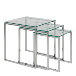 Wyld Haus Frederikssund 3-Piece Glass Top Nesting Coffee Tables - thumbnail 2