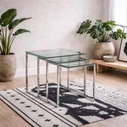 Wyld Haus Frederikssund 3-Piece Glass Top Nesting Coffee Tables - thumbnail 1