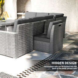 Wyld Haus Nomiri 10-Seater Light Grey Rattan Outdoor Garden Sofa Set With Extendable Dining Table - thumbnail 5