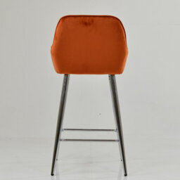 Lakeland Furniture Carson Burnt Orange Velvet Chrome Fixed Leg Base Bar Stool - thumbnail 6