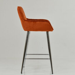 Lakeland Furniture Carson Burnt Orange Velvet Chrome Fixed Leg Base Bar Stool - thumbnail 5