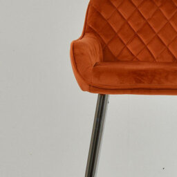 Lakeland Furniture Carson Burnt Orange Velvet Chrome Fixed Leg Base Bar Stool - thumbnail 7