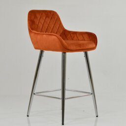Lakeland Furniture Carson Burnt Orange Velvet Chrome Fixed Leg Base Bar Stool - thumbnail 4