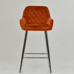Lakeland Furniture Carson Burnt Orange Velvet Chrome Fixed Leg Base Bar Stool - thumbnail 3