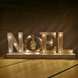 Samuel Alexander 12Cm Battery Operated Light Up Wooden Noel Christmas Decoration With Snowflake & 18 Warm White Leds - thumbnail 4