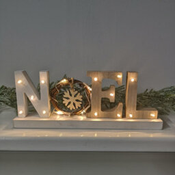 Samuel Alexander 12Cm Battery Operated Light Up Wooden Noel Christmas Decoration With Snowflake & 18 Warm White Leds - thumbnail 8