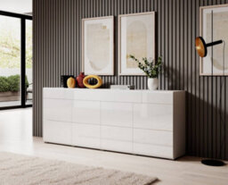 Arte Minimalist Toledo 25 Sideboard Cabinet 208Cm - Pure White Gloss: Sleek Storage For Contemporary Living Spaces - thumbnail 3