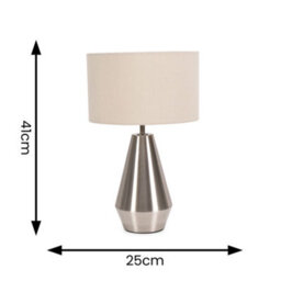 Valuelights Jax Silver Metal Touch Dimmer Table Lamp With Cream Shade - Led Bulb Included - thumbnail 6