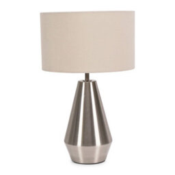 Valuelights Jax Silver Metal Touch Dimmer Table Lamp With Cream Shade - Led Bulb Included