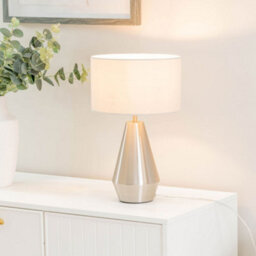 Valuelights Jax Silver Metal Touch Dimmer Table Lamp With Cream Shade - Led Bulb Included - thumbnail 5