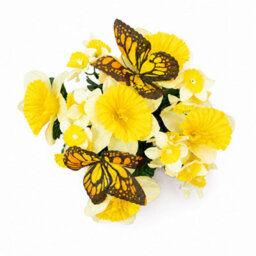 Urbn-Living Yellow Daffodil & Butterfly Set Of 2 Artificial Silk Flower Grave Pot Memorial Arrangement Graveside Cemetery - thumbnail 7