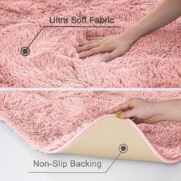 Ameha Pink Shaggy Runner For Living Bedroom Kitchen Mat Pet Friendly Modern Rugs, 60X220 Cm - thumbnail 7