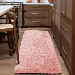 Ameha Pink Shaggy Runner For Living Bedroom Kitchen Mat Pet Friendly Modern Rugs, 60X220 Cm - thumbnail 4