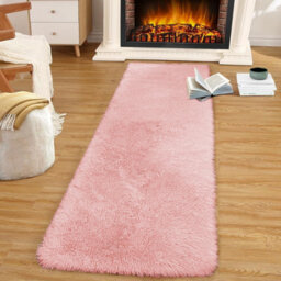 Ameha Pink Shaggy Runner For Living Bedroom Kitchen Mat Pet Friendly Modern Rugs, 60X220 Cm - thumbnail 3