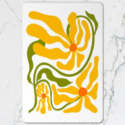 Benjamin Tate Design Placemat And Coaster Set Designer Artwork Limited Edition Floral Yellow Orange Motif Wooden Backing - thumbnail 2