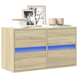 Berkfield Durable Tv Wall Cabinet With Led Lights Sonoma Oak 80X31X45 Cm - thumbnail 2